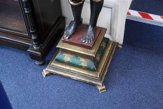 A pair of painted and giltwood blackamoor torcheres, H.6ft